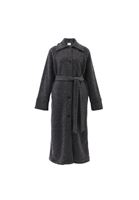 Women Charcoal Grey Wool Blended Coat with Belt Detail