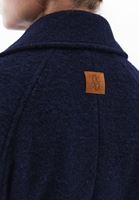Women Navy Wool Blended Coat with Belt Detail