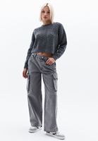 Women Charcoal Grey Wool Blended Knitwear Sweater
