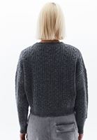 Women Charcoal Grey Wool Blended Knitwear Sweater