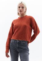 Women Orange Wool Blended Knitwear Sweater