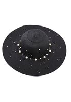 Bayan Siyah İnci Detaylı Hasır Şapka