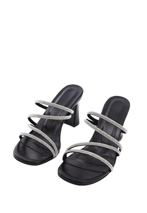 Bant Detaylı Topuklu Terlik