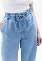 Bayan Mavi Orta Bel Wide-Leg Pantolon 
