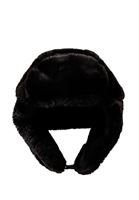 Bayan Siyah Kulak Korumalı Peluş Şapka