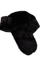 Bayan Siyah Kulak Korumalı Peluş Şapka