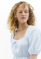 Bayan Çok Renkli Balon Kollu Crop Bluz