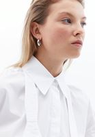 Women White Crop Shirt with Collar Detail