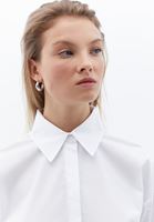 Women White Crop Shirt with Collar Detail