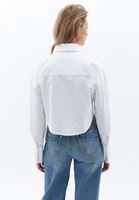 Women White Crop Shirt with Collar Detail