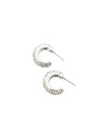 Bayan Gümüş Taş Detaylı Halka Küpe