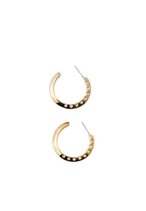  Taş Detaylı Halka Küpe