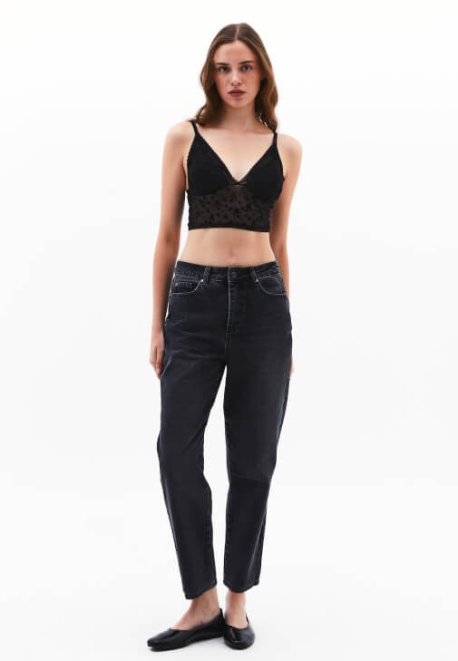 Tül Detaylı Bralet ve Pantolon Kombini