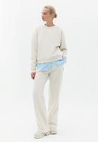 Bayan Krem Yüksek Bel Straight-Fit Pantolon