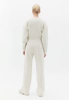 Bayan Krem Yüksek Bel Straight-Fit Pantolon
