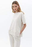 Bayan Krem Sıfır Yaka Sweatshirt