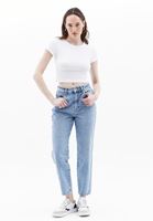 Bayan Mavi Ultra Yüksek Bel Mom-Fit Pantolon
