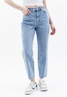Bayan Mavi Ultra Yüksek Bel Mom-Fit Pantolon