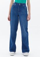 Bayan Mavi Orta Bel Straight-Fit Pantolon