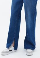 Bayan Mavi Orta Bel Straight-Fit Pantolon