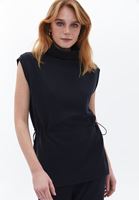 Bayan Siyah Yüksek Yaka Sweatshirt ( MODAL )