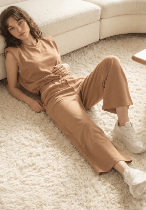 Bej Modal Yüksek Bel Culotte Pantolon