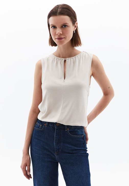 Bej Yumuşak Dokulu Bluz ( MODAL )