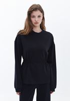 Bayan Siyah Yumuşak Dokulu Sweatshirt ( MODAL )