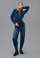 Bayan Mavi Kemerli Denim Tulum