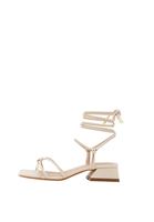 Bayan Krem Bağlama Detaylı Topuklu Ayakkabı