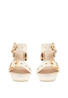 Bayan Bej Toka Detaylı Topuklu Terlik