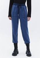 Bayan Mavi Orta Bel Jogger Pantolon ( TENCEL™ )