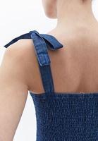 Bayan Mavi Gipe Detaylı Denim Elbise