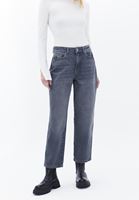 Bayan Gri Yüksek Bel Straight-Fit Pantolon