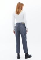 Bayan Gri Yüksek Bel Straight-Fit Pantolon