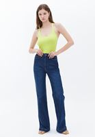 Bayan Yeşil Pamuklu U Yaka Atlet