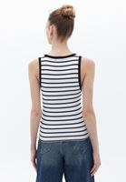 Women White/Black Cotton Blended Square Neck Singlet