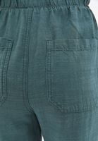 Bayan Yeşil Keten Karışımlı Carrot-Fit Pantolon