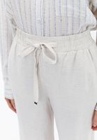 Bayan Bej Keten Karışımlı Wide-Leg Pantolon