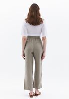 Bayan Gri Keten Straight-Fit Pantolon
