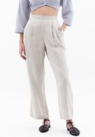 Bayan Bej Keten Straight-Fit Pantolon