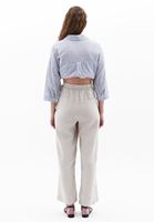 Bayan Bej Keten Straight-Fit Pantolon