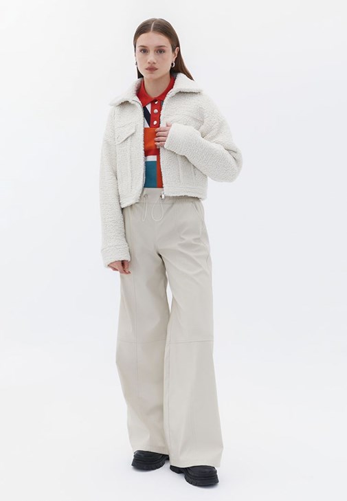 Vegan Deri Wide-Leg Pantolon