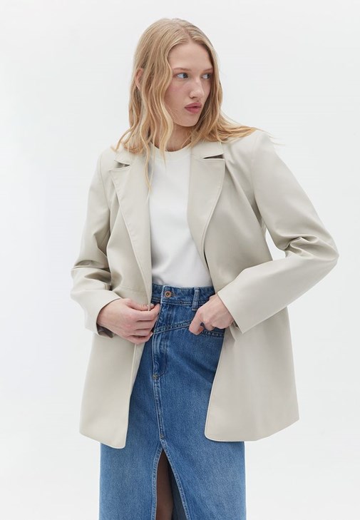  Vegan Deri Oversize Blazer Ceket