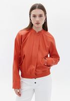 Bayan Turuncu Vegan Deri Bomber Ceket
