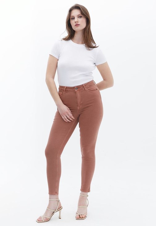 Kahverengi Curvy Skinny Pantolon ( TENCEL™ )