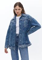 Bayan Mavi Boyfriend Denim Ceket