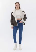 Bayan Mavi Yüksek Bel Skinny-Fit Pantolon 