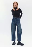 Bayan Mavi Ultra Yüksek Bel Barrel-Fit Pantolon
