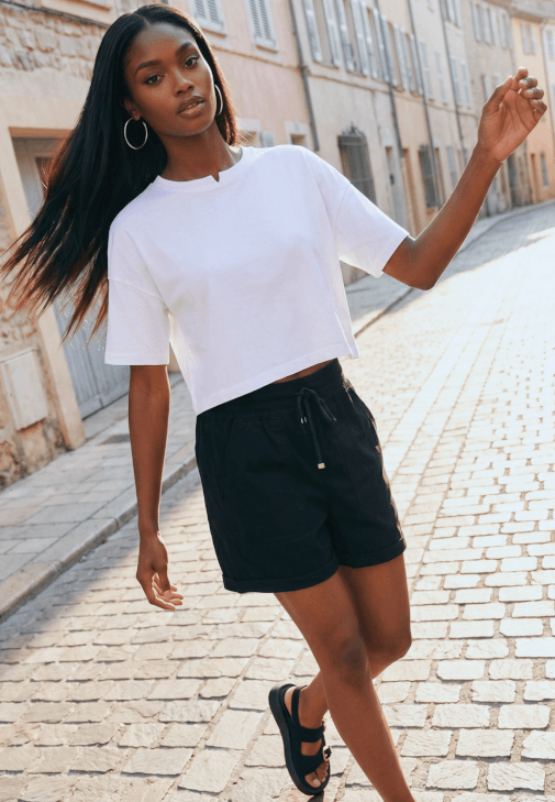 Siyah Yüksek Bel Mini Şort ( TENCEL™ )